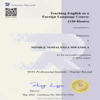 TEFL 120Hrs certificate 