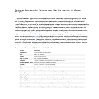 Customer Segmentation (Cluster Analysis)