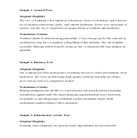 English–Uzbek / Uzbek–English Translation Samples