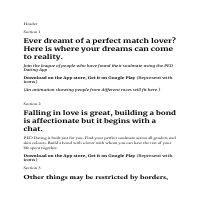 Web Page content written  for a dating app