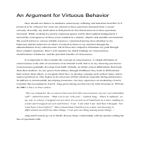 An Argument for Virtuous Behavior (1500wrd Article)