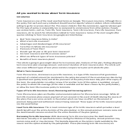  Article on Term Insurance