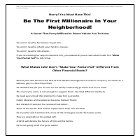 SAMPLE(SALES) Be The First Millionaire In Your Neighborhood!