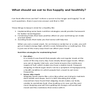 What should we eat to live happily and healthily?