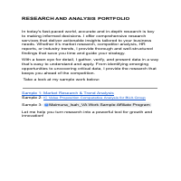 Research and Analysis 