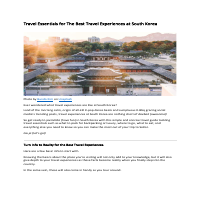 Travel Guide For South Korea