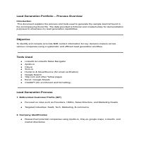 Lead Generation Process overview
