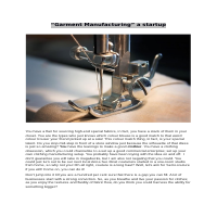 Garment  Manufacturing a startup