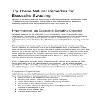 Natural Remedies for Excessive Sweating 