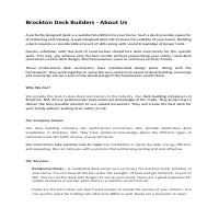 Brockton Deck Builders - About Us