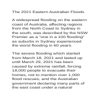 The 2021 Eastern Australia Flooding