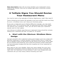 6 Telltale Signs You Should Revise Your Restaurant Menu