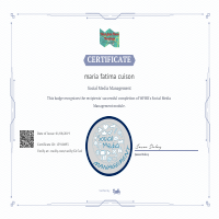 Certificate Of Completion for Social Media Management Module