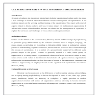 Research: Cultural Diversity In Multinational Organisations 
