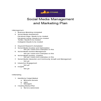 Social Media Management and Marketing Plan