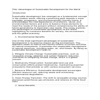 sustainable development advantages