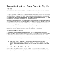 Transitioning From Baby Food to Big Kid Food
