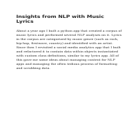 Python- NLP-ML with music lyrics plus corpora build