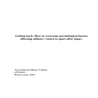 Academic piece for a sports psychology class