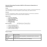 SOP for Ecommerce Operation