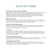 SEO Content for Auto Pit Crew Website