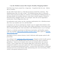 Can the Mediterranean Diet Inspire Healthy Shopping Habits?