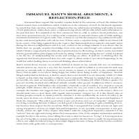 IMMANUEL KANT'S MORAL ARGUMENT - a reflective writing