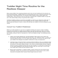 Toddler Night Time Routine for the Restless Sleeper