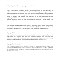 Why will you benefit from getting a personal loan?