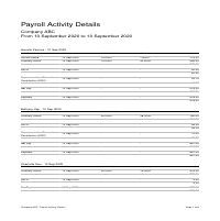 Xero - Payroll Activity Details
