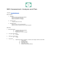 SEO essment ANalysis and plan