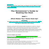 3-part Blog The Homeowner’s Guide toBeating the Heat