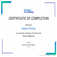 Great learning academy certificate for EXCE