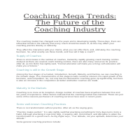 Coaching Mega Trends
