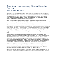 Are You Harnessing Social Media for its  SEO Benefits?