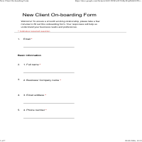 Client on-boarding questionnaire