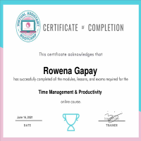 Time Management and Productivity Certificate