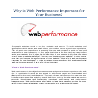 Web Performance & Business