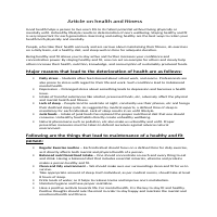 Article on health and fitness