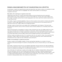 risks and benefits of crypto investing