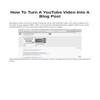Content Sample- Youtube into Blog post (fromative