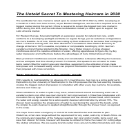Article on secret for haircare in the future 2030