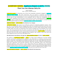 Appliance repair SEO article