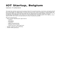 Seed Funded IOT Start up, Belgium