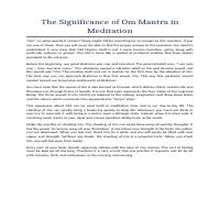 The Significance of Om Mantra