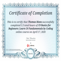 Certification of Completion C# Basics