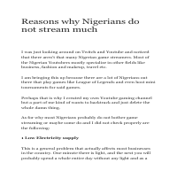Reasons why Nigerians do not stream much