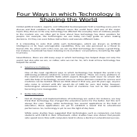 Four Ways in Which Technology is Shaping the World