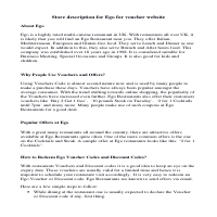 Store description for Ego for voucher website