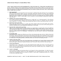 "Little Known Ways to Create More Time" 